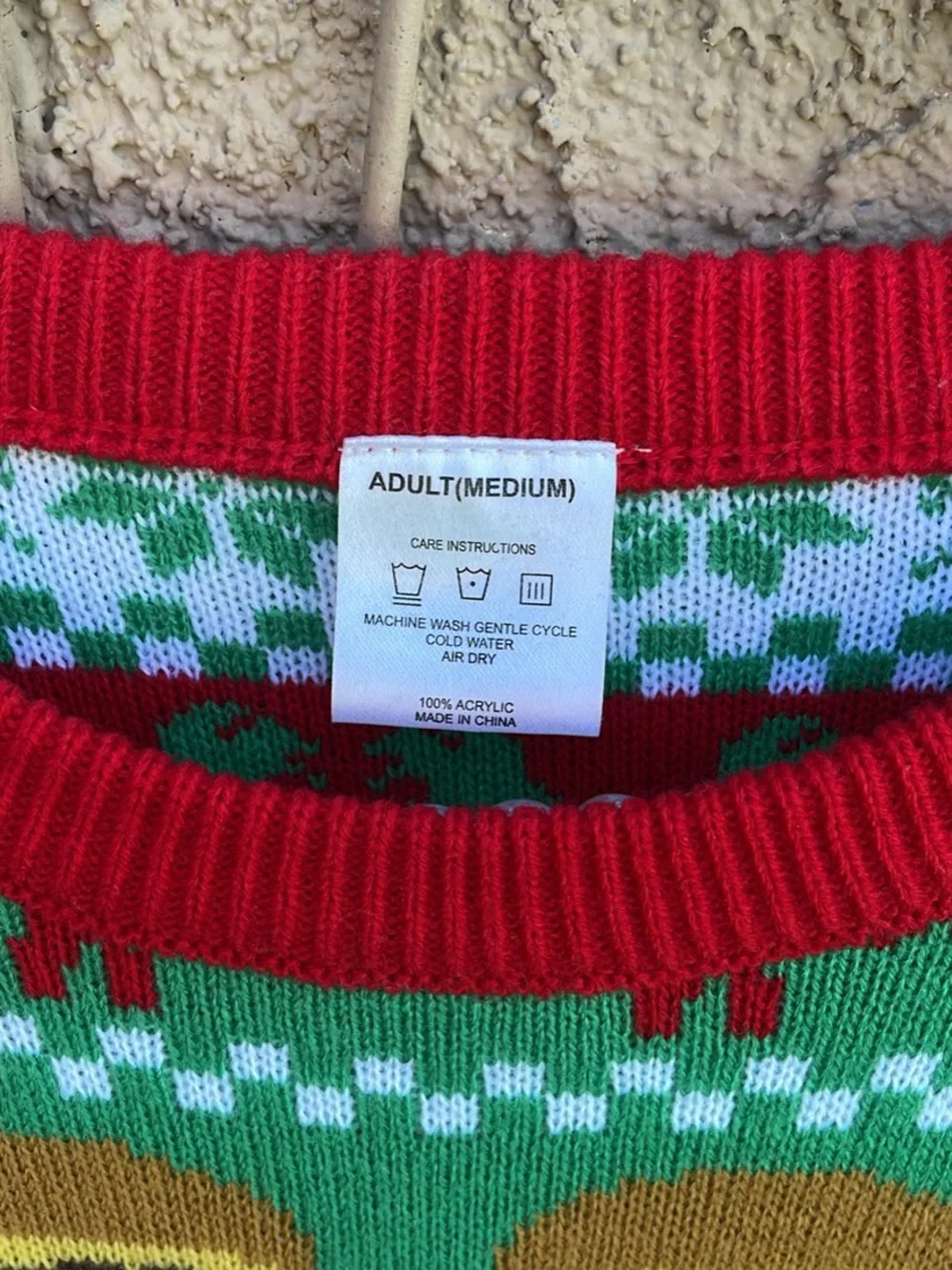Men's Green In & Out Burger Holiday Ugly Christmas Sweater Sz M